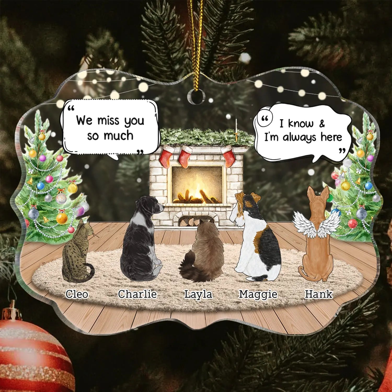 They Still Talk About You Cozy House - Memorial Christmas Gift For Pet Lovers - Personalized Medallion Acrylic Ornament Ornament The Next Custom Gift