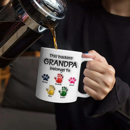 This Awesome Dad Grandpa Belongs To - Gift For Daddy, Father, Grandfather - 3D Inflated Effect Printed Mug, Personalized White Edge-to-Edge Mug Mugs The Next Custom Gift