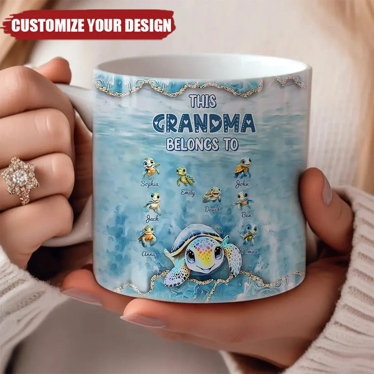 This Grandma Belongs To Grandkids Beneath Ocean Background Personalized Mug Mug The Next Custom Gift