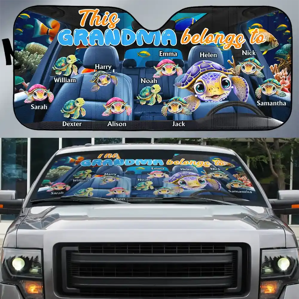 This Grandma Belongs To Turtle Summer - Personalized Auto Sunshade Sunshade The Next Custom Gift