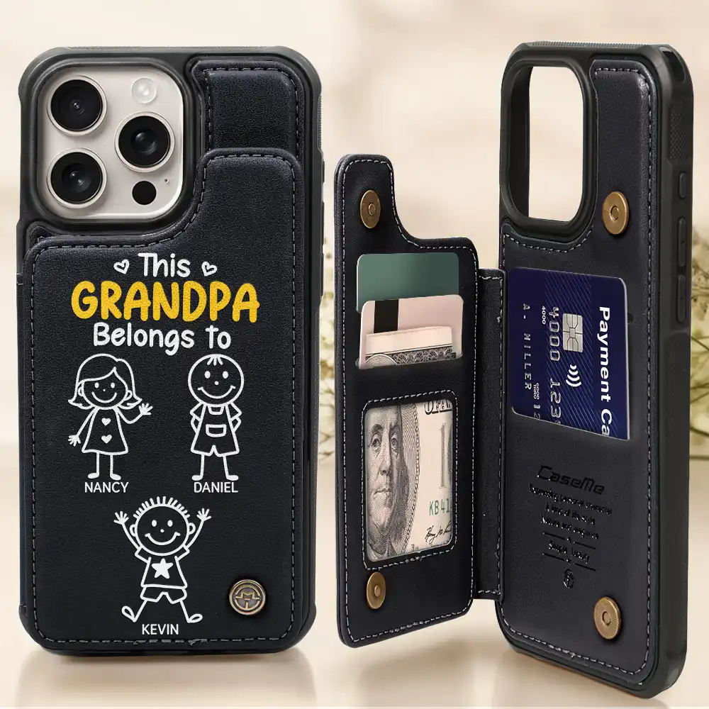 This Grandma Grandpa Belongs To Kids Pet - Personalized Leather Flip Wallet Phone Case