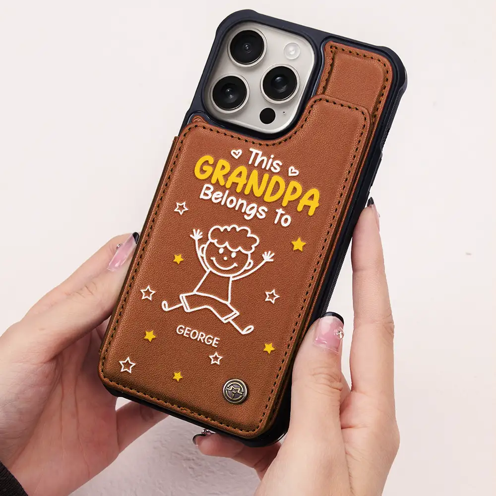 This Grandma Grandpa Belongs To Kids Pet - Personalized Leather Flip Wallet Phone Case