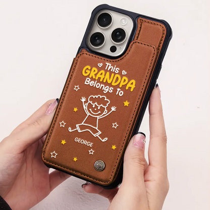 This Grandma Grandpa Belongs To Kids Pet - Personalized Leather Flip Wallet Phone Case