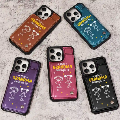 This Grandma Grandpa Belongs To Kids Pet - Personalized Leather Flip Wallet Phone Case