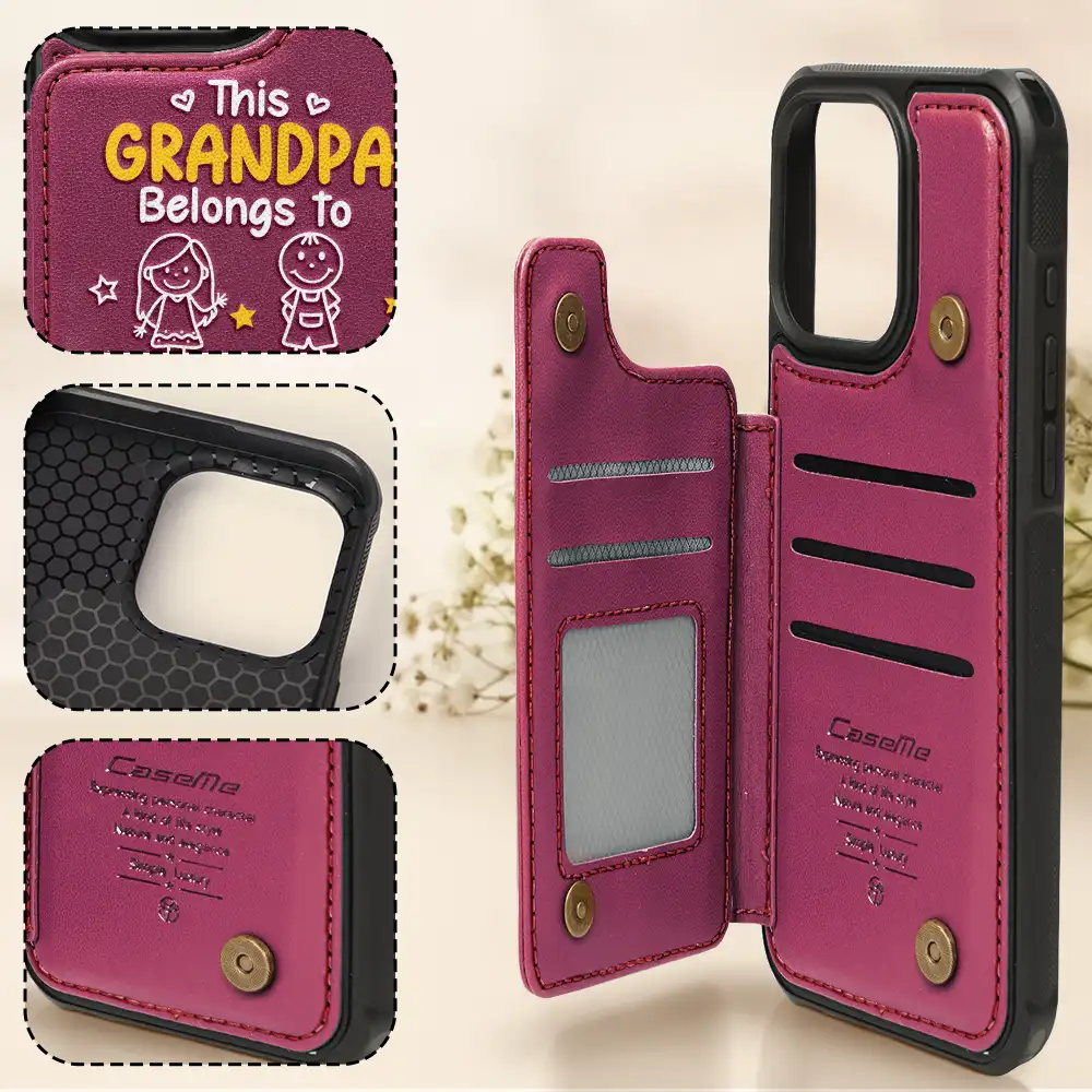 This Grandma Grandpa Belongs To Kids Pet - Personalized Leather Flip Wallet Phone Case