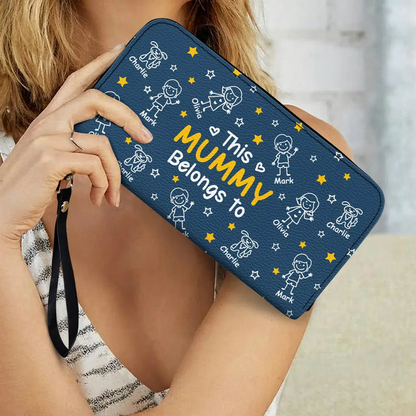 This Grandma Mom Belongs To Kids Pet - Personalized Leather Long Wallet