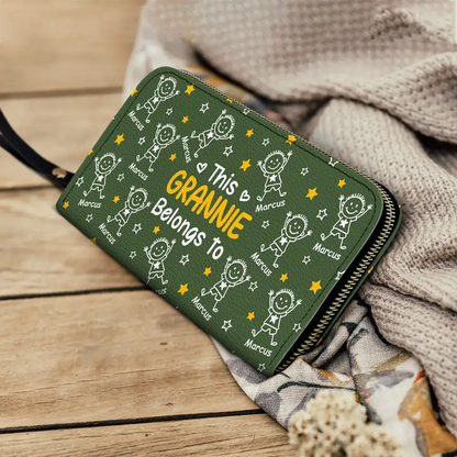 This Grandma Mom Belongs To Kids Pet - Personalized Leather Long Wallet