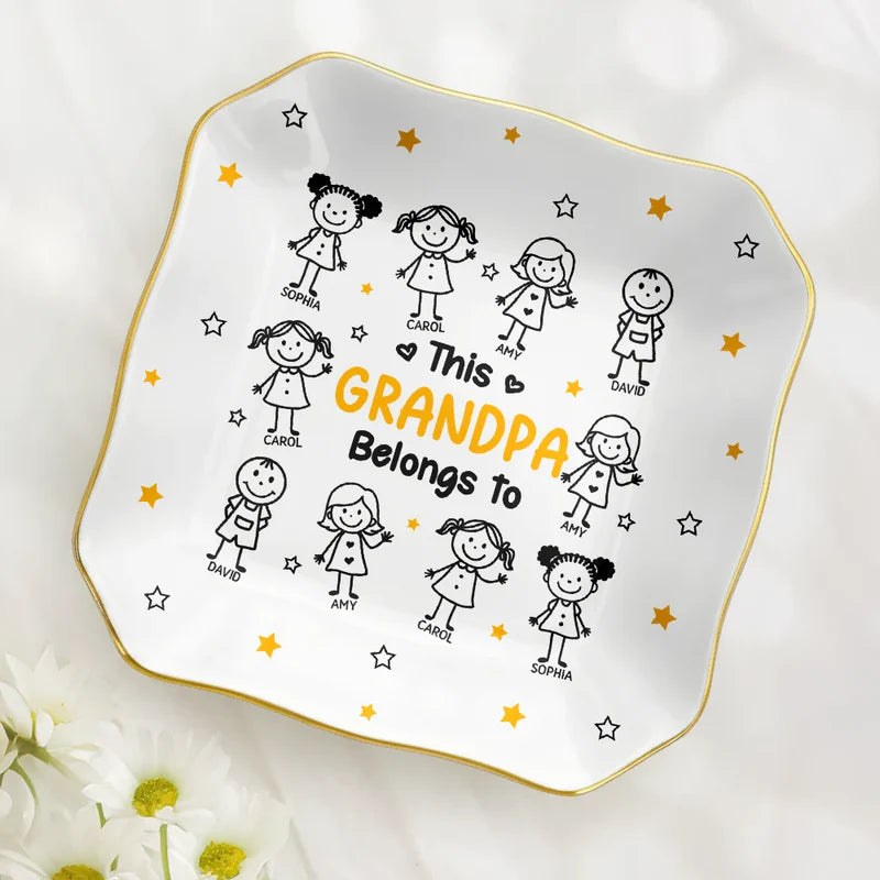 This Grandma Mommy Belongs To Kids Pet - Personalized Lace Square Jewelry Dish