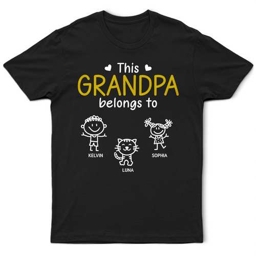 This Grandpa Belongs To Kid Stick Figures - Personalized T Shirt