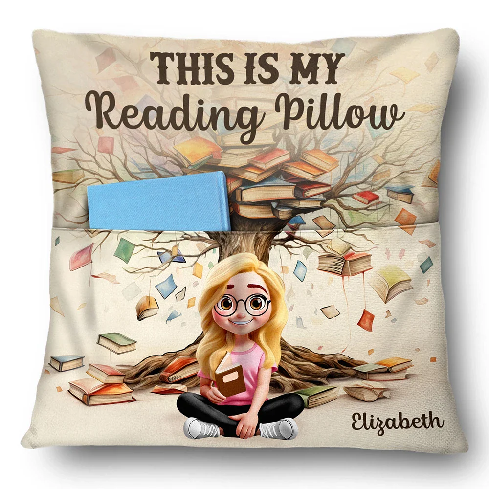 This Is My Reading Pillow Book Tree - Personalized Pocket Pillow