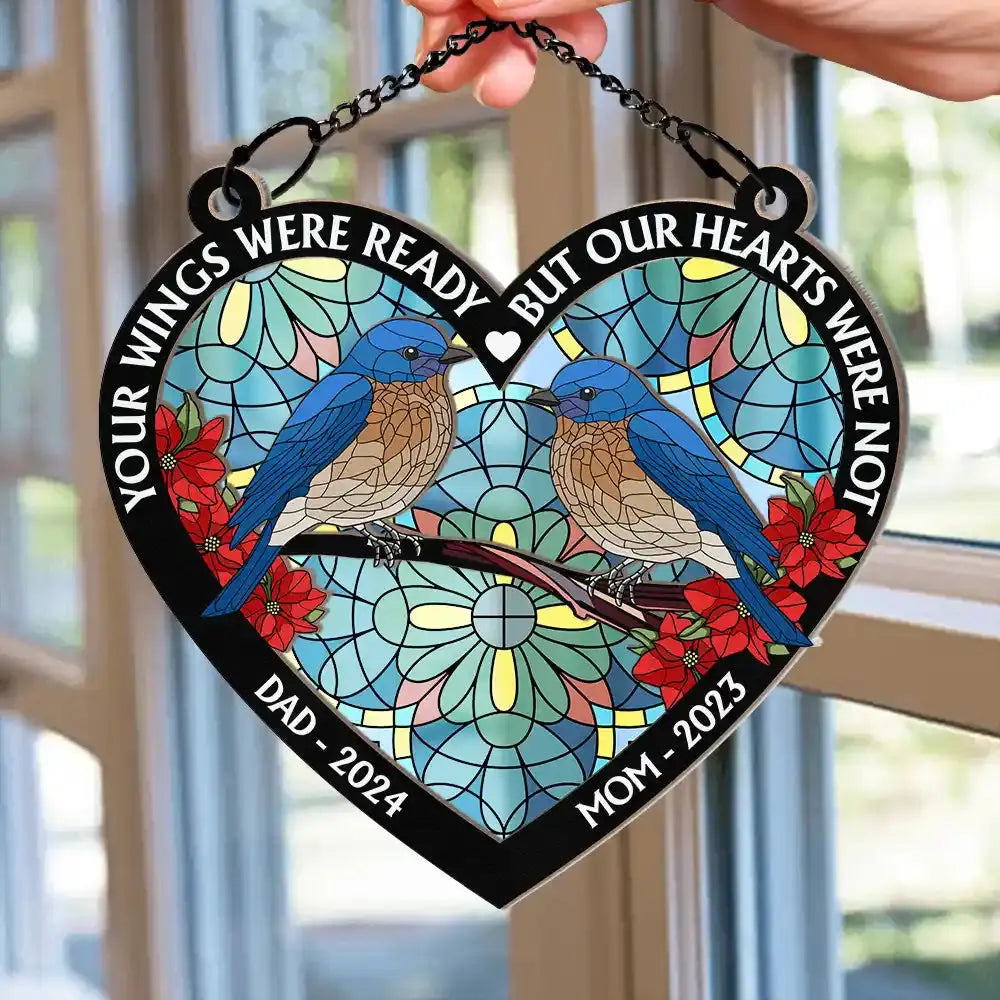 Those We Love Don't Go Away Memorial - Personalized Window Hanging Suncatcher Ornament Hanging Suncatcher Ornament The Next Custom Gift