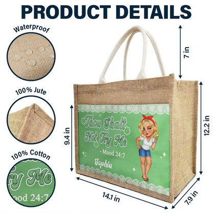 Thou Shalt Not Try Me Mood - Personalized Jute Tote Bag