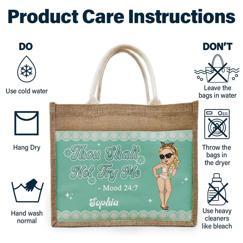 Thou Shalt Not Try Me Mood - Personalized Jute Tote Bag