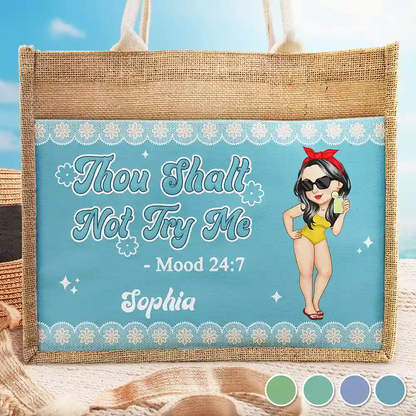 Thou Shalt Not Try Me Mood - Personalized Jute Tote Bag