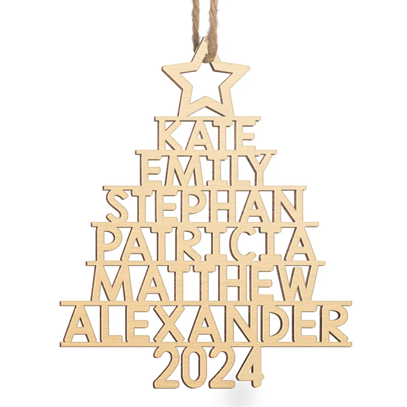 Family Christmas Tree - Family Personalized Custom Ornament - Wood Custom Shaped - Christmas Gift For Family Members