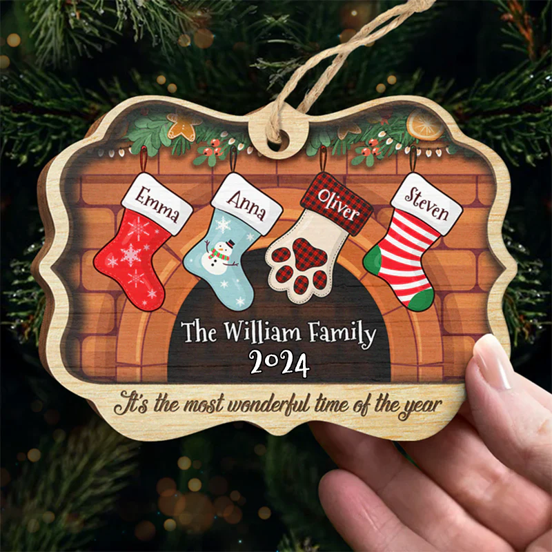 Christmas Stockings Hanging - Personalized Custom Benelux Shaped Wood Christmas Ornament