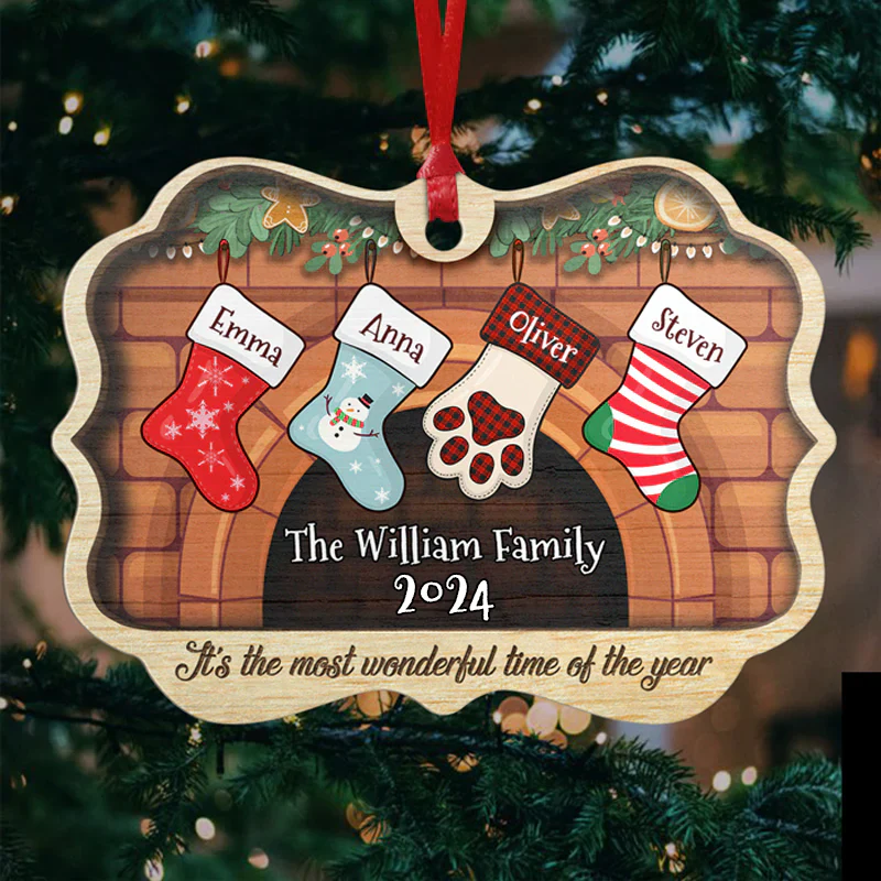 Christmas Stockings Hanging - Personalized Custom Benelux Shaped Wood Christmas Ornament