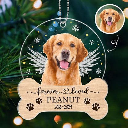 Personalized Dog Memorial Ornament, Custom Dog Photo Christmas Ornament, Pet Memorial Keepsake, Forever Loved Sympathy Gift