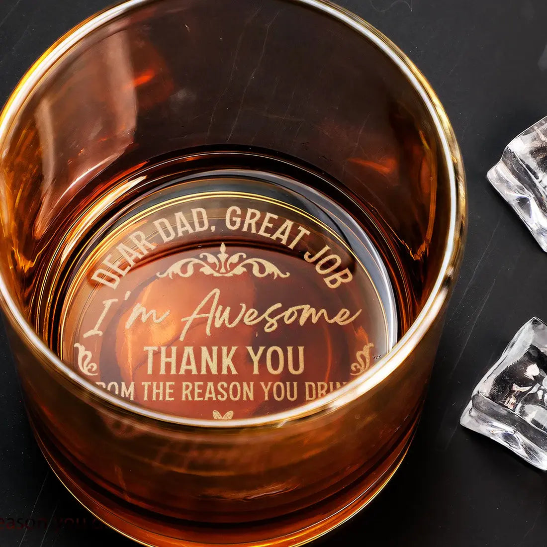 To Dad From The Reasons You Drink - Personalized Engraved Whiskey Glass Whiskey Glass The Next Custom Gift