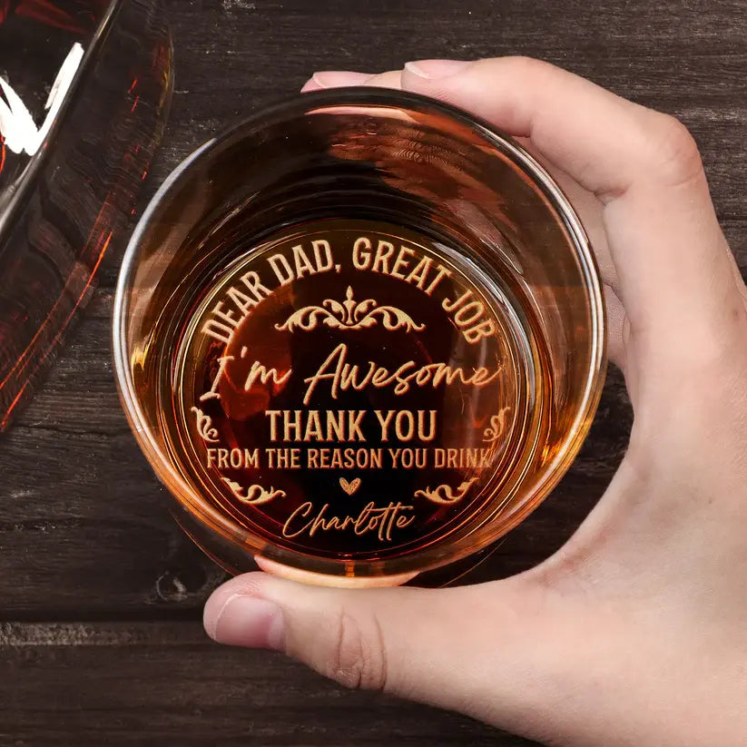 To Dad From The Reasons You Drink - Personalized Engraved Whiskey Glass Whiskey Glass The Next Custom Gift