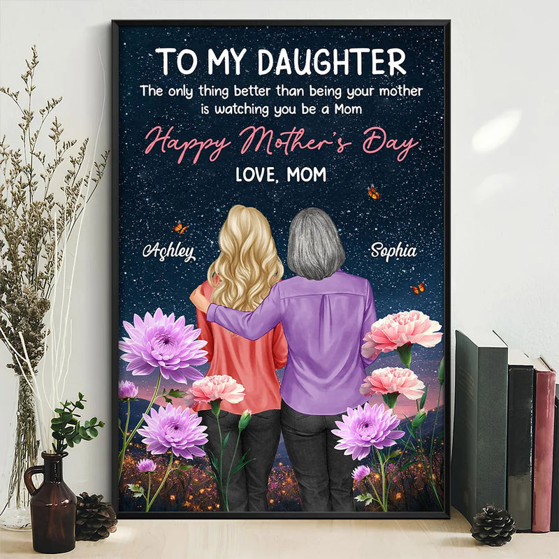 To My Daughter Happy Mother's Day 3D Birth Flower - Personalized Poster