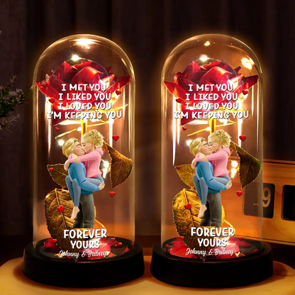 Together And Forever Yours - Personalized Everlasting Rose Dome Lamp