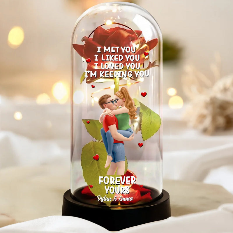 Together And Forever Yours - Personalized Everlasting Rose Dome Lamp