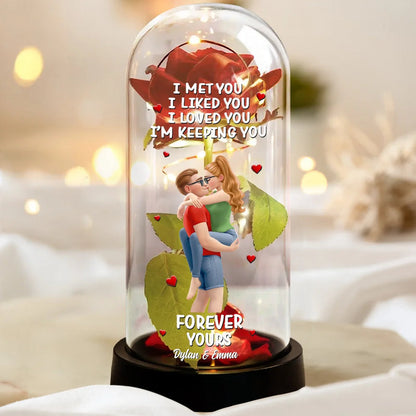 Together And Forever Yours - Personalized Everlasting Rose Dome Lamp