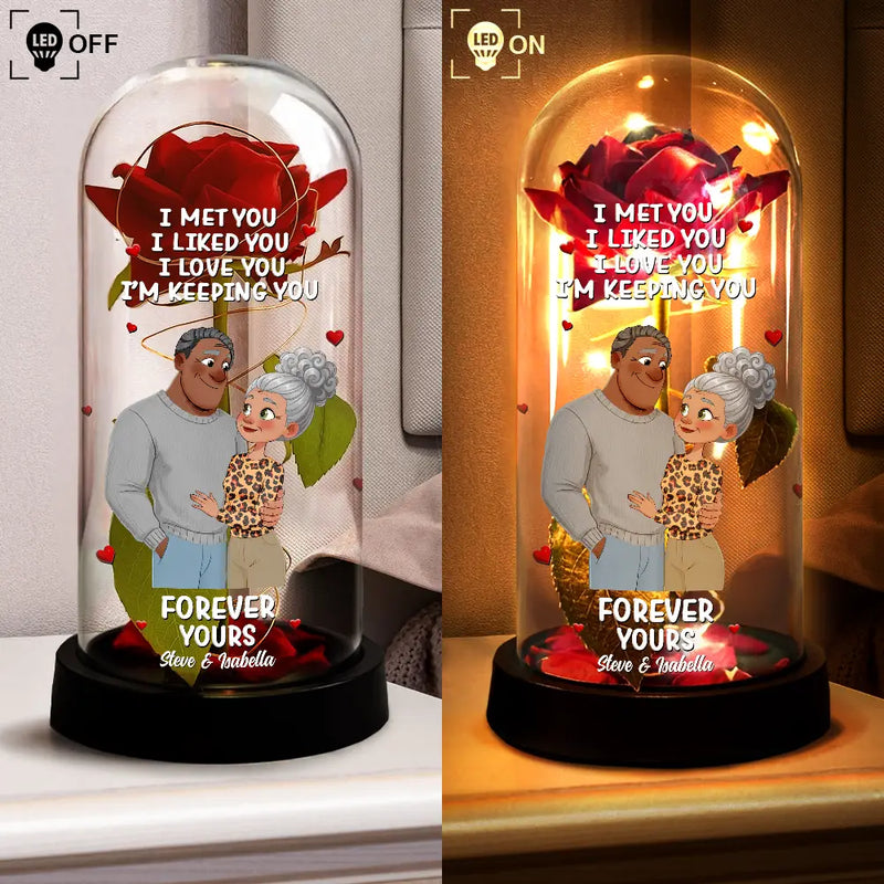 Together And Forever Yours Hugging Couple - Personalized Everlasting Rose Dome Lamp