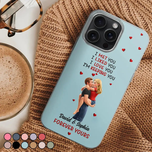 Together And Forever Yours Kissing Couple - Personalized Clear Phone Case