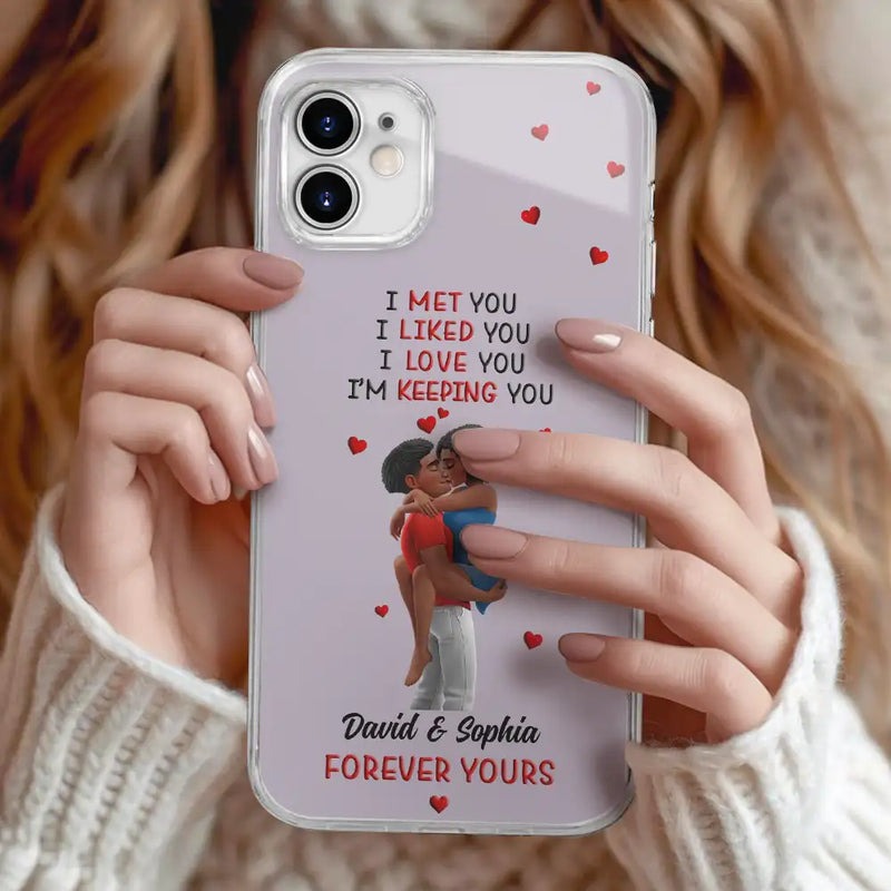 Together And Forever Yours Kissing Couple - Personalized Clear Phone Case