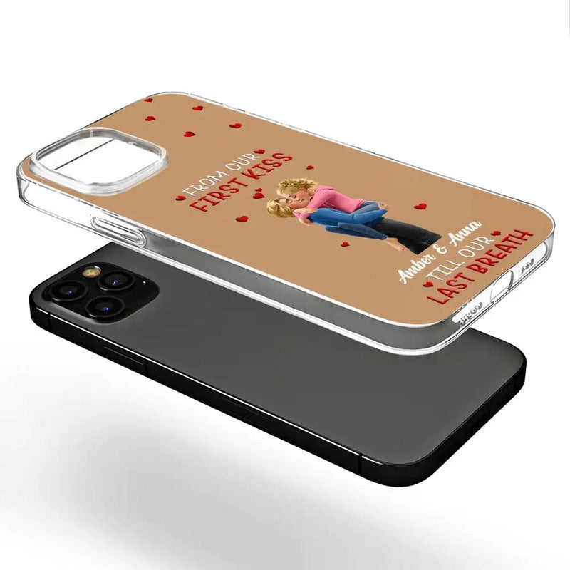 Together And Forever Yours Kissing Couple - Personalized Clear Phone Case