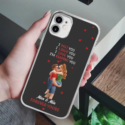 Together And Forever Yours Kissing Couple - Personalized Clear Phone Case