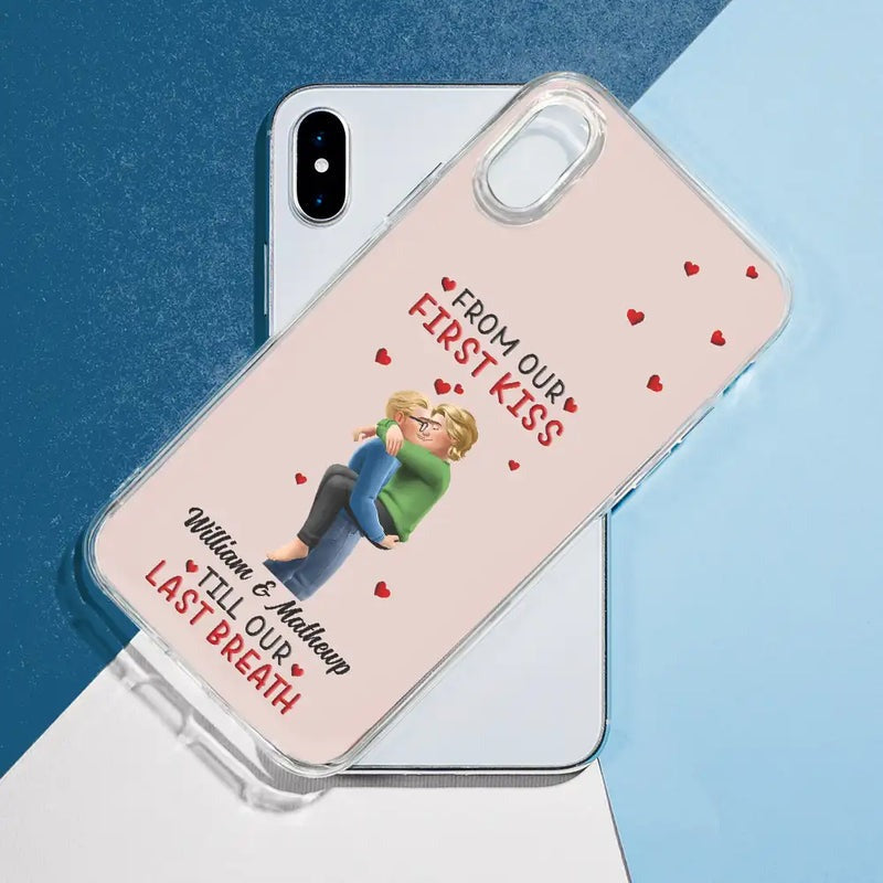 Together And Forever Yours Kissing Couple - Personalized Clear Phone Case