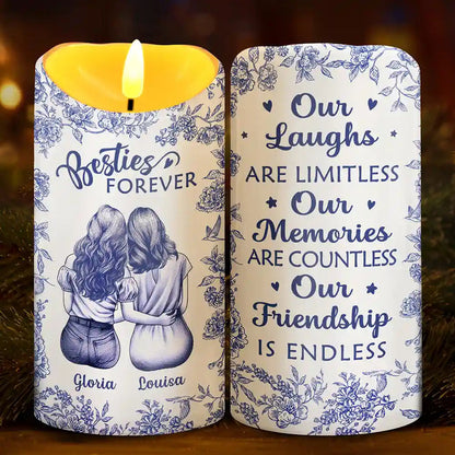 Toile Besties Our Friendship Is Endless - Personalized Flameless LED Candle