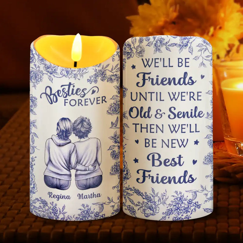 Toile Besties Our Friendship Is Endless - Personalized Flameless LED Candle