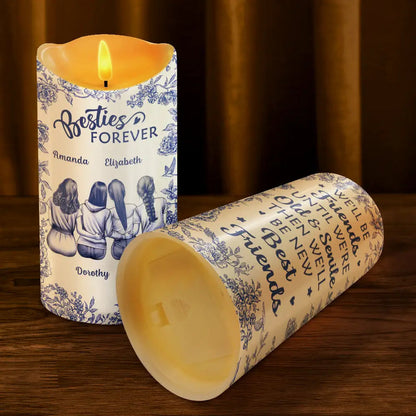 Toile Besties Our Friendship Is Endless - Personalized Flameless LED Candle