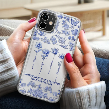 Toile De Jouy Birth Flower Grow An Old Friend - 3D Effect Printed Phone Case, Personalized Clear Phone Case