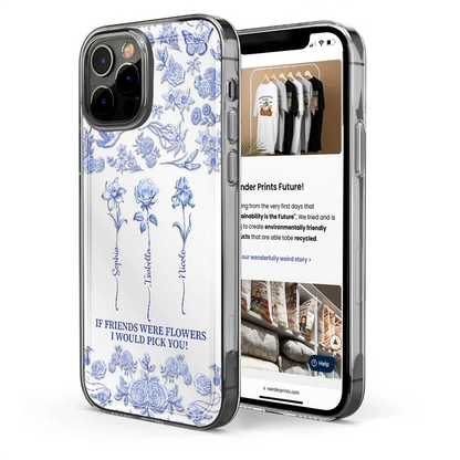 Toile De Jouy Birth Flower Grow An Old Friend - 3D Effect Printed Phone Case, Personalized Clear Phone Case