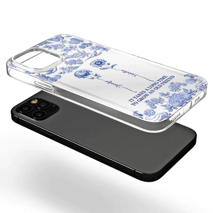 Toile De Jouy Birth Flower Grow An Old Friend - 3D Effect Printed Phone Case, Personalized Clear Phone Case