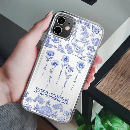 Toile De Jouy Birth Flower Grow An Old Friend - 3D Effect Printed Phone Case, Personalized Clear Phone Case