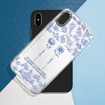 Toile De Jouy Birth Flower Grow An Old Friend - 3D Effect Printed Phone Case, Personalized Clear Phone Case