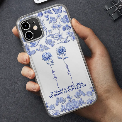 Toile De Jouy Birth Flower Grow An Old Friend - 3D Effect Printed Phone Case, Personalized Clear Phone Case