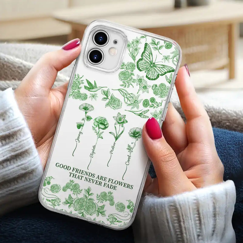 Toile De Jouy Birth Flower Grow An Old Friend - Personalized Clear Phone Case