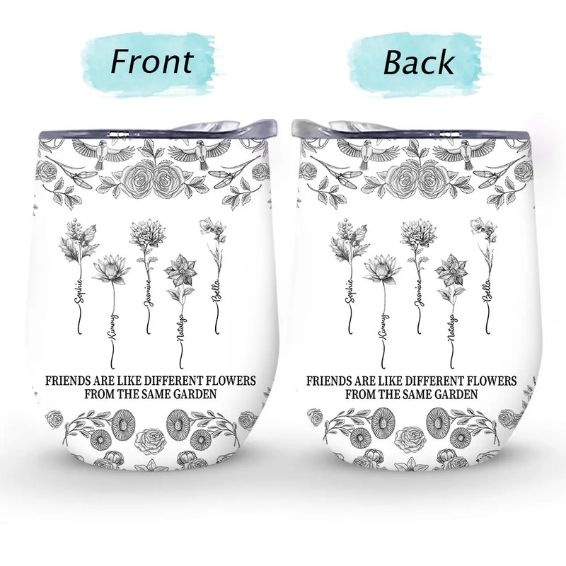 Toile De Jouy Birth Flower Grow An Old Friend - Personalized Wine Tumbler