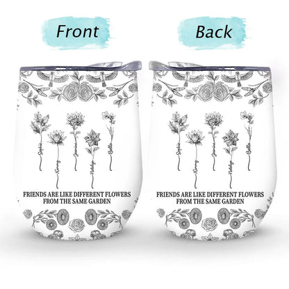 Toile De Jouy Birth Flower Grow An Old Friend - Personalized Wine Tumbler