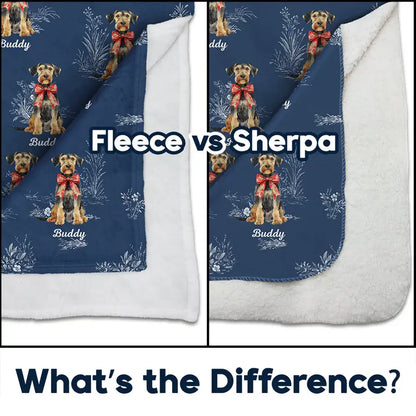 Toile De Jouy Red Bow Dog - Personalized Fleece Blanket