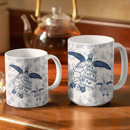 Toile De Jouy World Full Of Grandmas - Personalized White Edge-to-Edge Mug