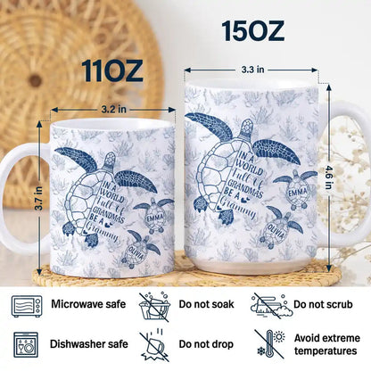 Toile De Jouy World Full Of Grandmas - Personalized White Edge-to-Edge Mug