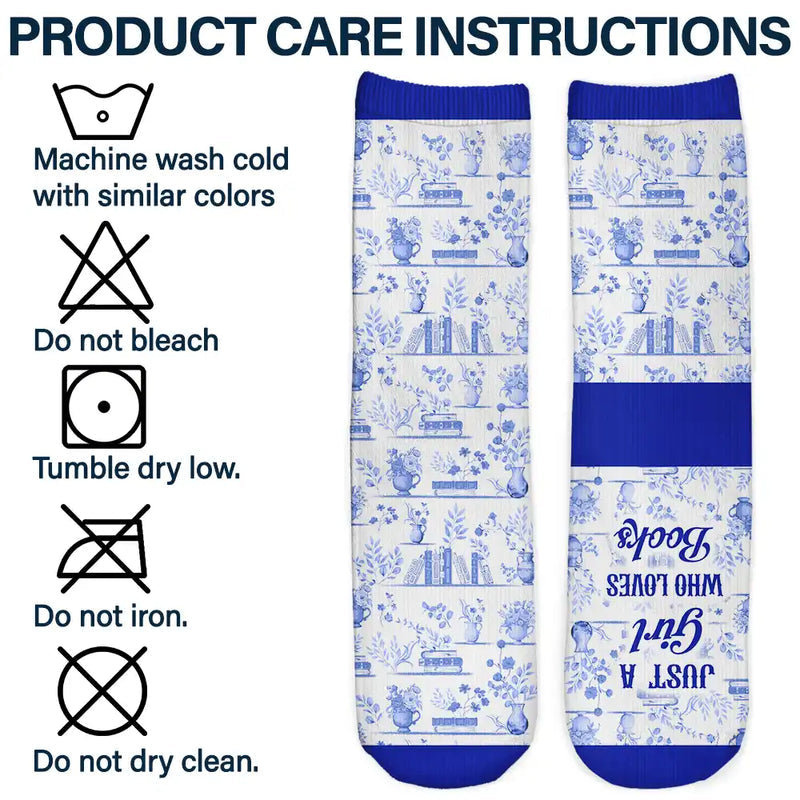 Toile Reading Woman Just A Girl Who Loves Books - Personalized Socks